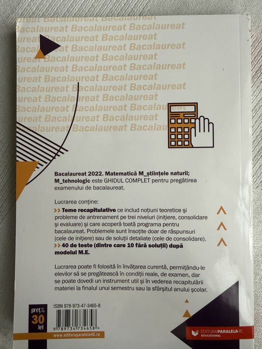 Culegere Bacalaureat Matematica 2022 - rezultate garantate prin ex.