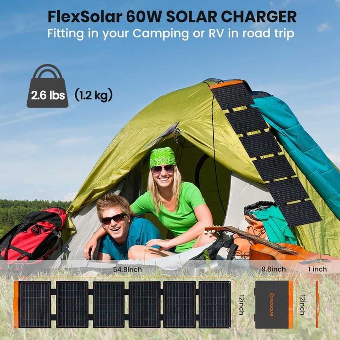 Соларен панел FlexSolar 60W сгъваем USB-C IP67