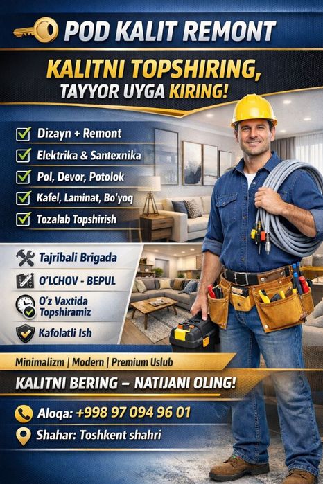 Belgilangan dezayinda . Podkiluch remont qilamiz. Tanlovda adashmang
