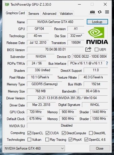 Видеокарта 460gtx