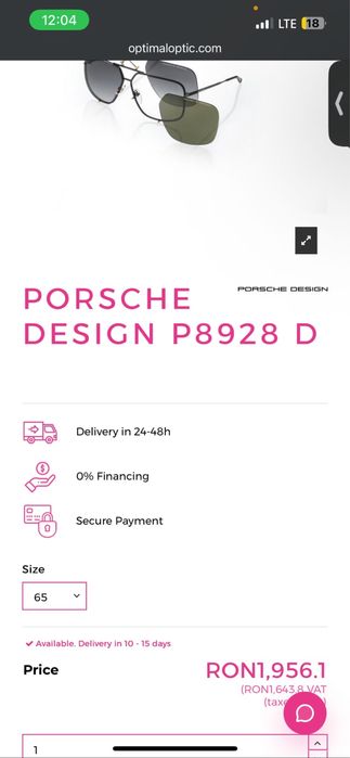 ochelari porsche design rimeless P8928 D titanium
