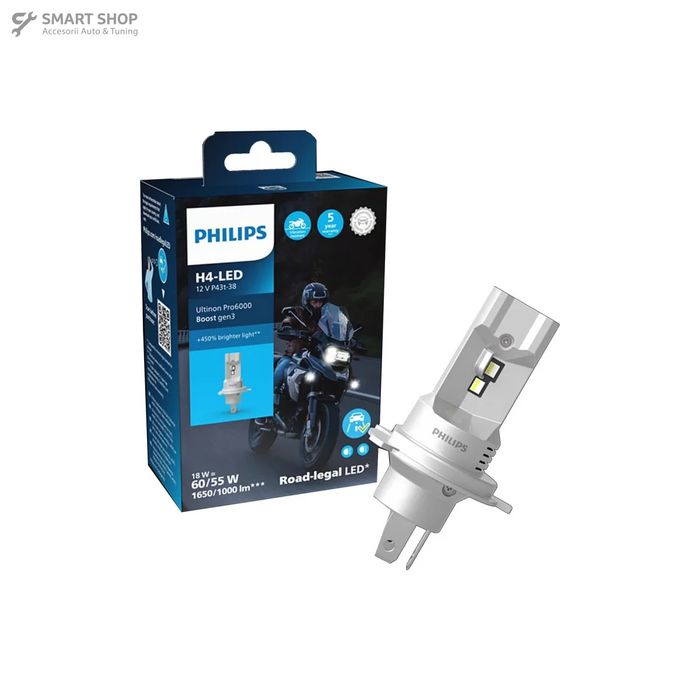 Philips Ultinon Pro6000 Boost Bulb H4 LED 12V 18W 5800K Moto