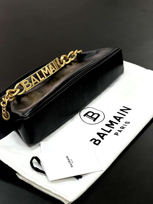BALMAIN 1945 Soft Clutch – луксозна кожена чанта от телешка кожа, нова без забележки