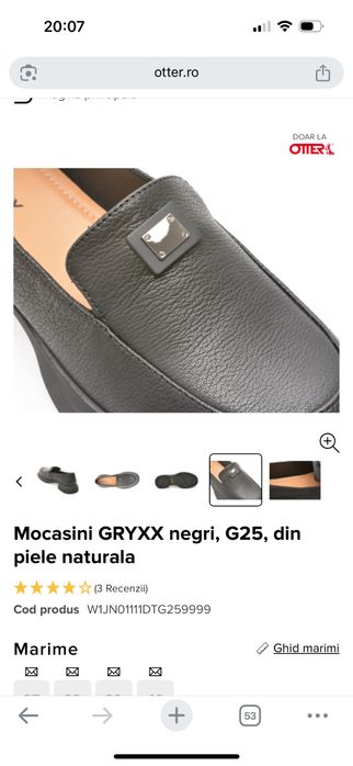 Mocasini GRYXX negri, G25, din piele naturala