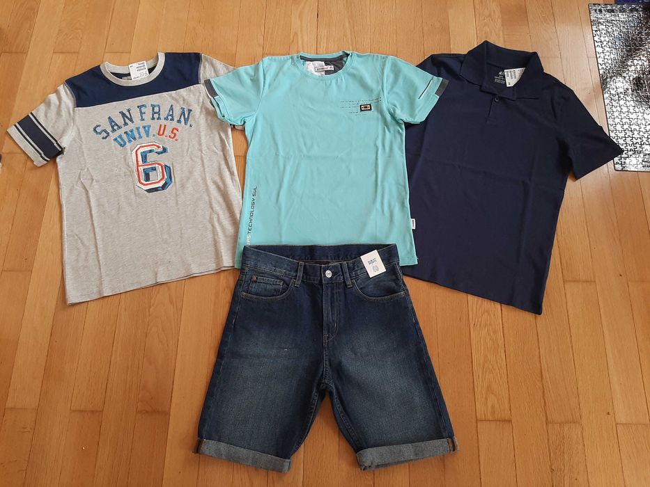 НОВ къс панталон H&M, нови блузки H&M и яке Kipsta за 12г. момче.