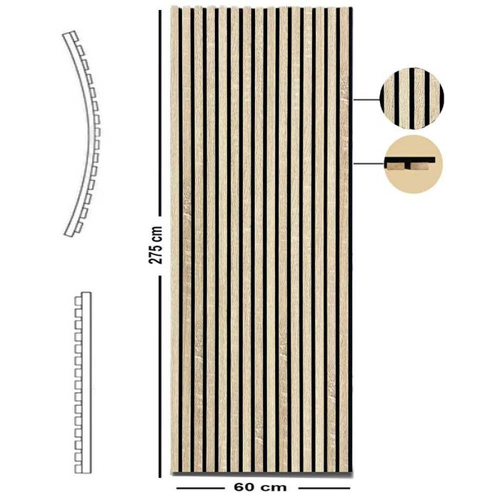 Акустични стенни панели 60/275 см. Дъб/Дъб сонома/Тик
