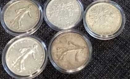 Lot 5 monede de 5 franci Franta