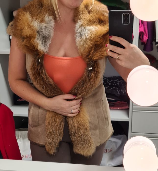 Vesta din piele si blana naturala de vulpe A&A Vesa