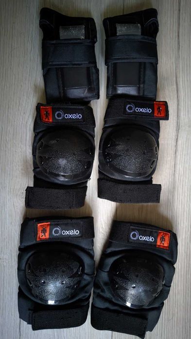 Комплект детски протектори play 3х2 за ролери/скейт/тротинетка, черни