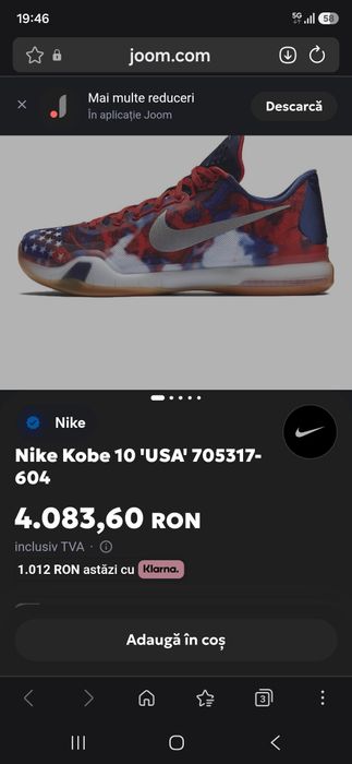 Nike Kobe 10 Independence Day mărimea 40