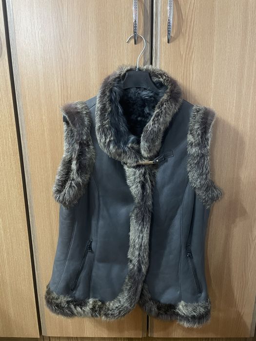 Vesta de blana si piele naturala, marimea 46, made in Italy