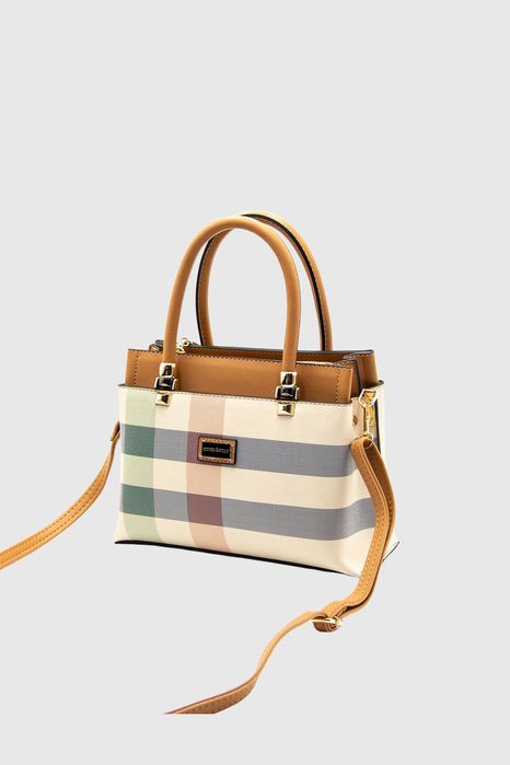 НОВО! ЛИКВИДАЦИЯ! Дамска чанта в свежи цветове каре Silver&Polo