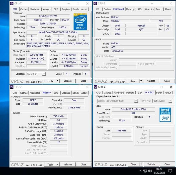 Mini PC Dell Optiplex 9020,  i7 4770 4 Core 3.4GHz/16GB DDR3/SSD 120Gb