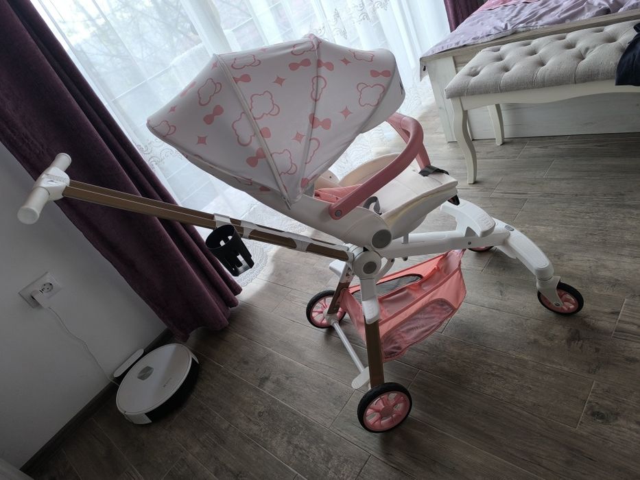 Căruț sport Flippy Bear Alb/Roz ,pliabil,cu funcție de dormit