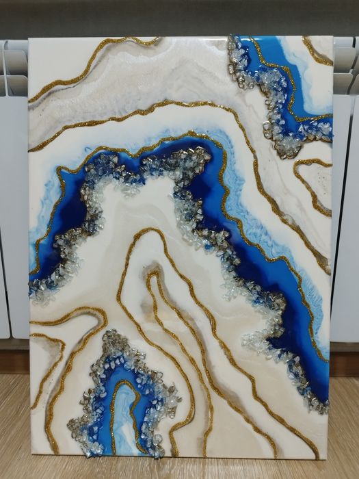 Интерьерная картина «Синяя Жеода» (Resin Art Geode)