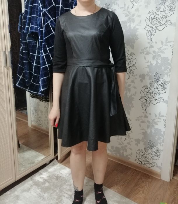 Платье коженное чёрное