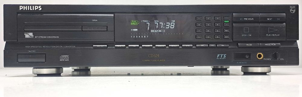 Philips CD624 Vintage CD Player – Bitstream Conversion – Mecanica CDM-4 – Defect Sertar