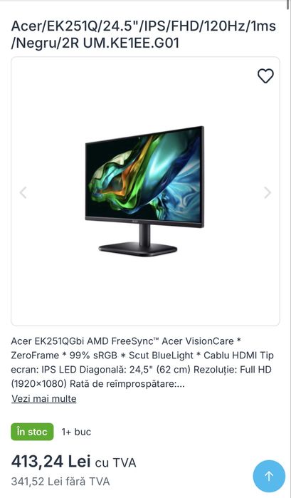 Monitor Acer - garantie inca 1 an