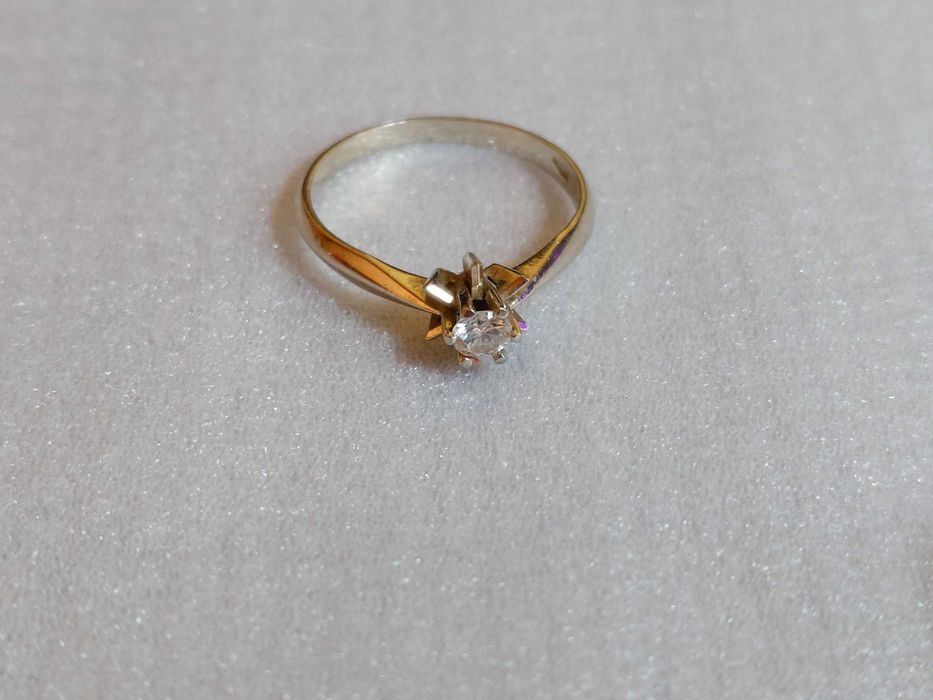 Inel logodnă aur alb 18K, diamant 0.25 ct – mărime 56, 2.5 g