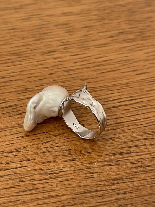 Inel 100% argint 925 cu perla imensa naturala baroque