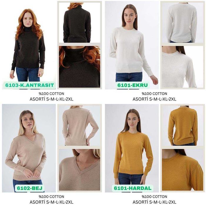 Качествени памучни дамски пуловери ''Тrist Star'' на едро и дребно