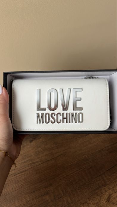 Мини чанта love moschino цвят бял