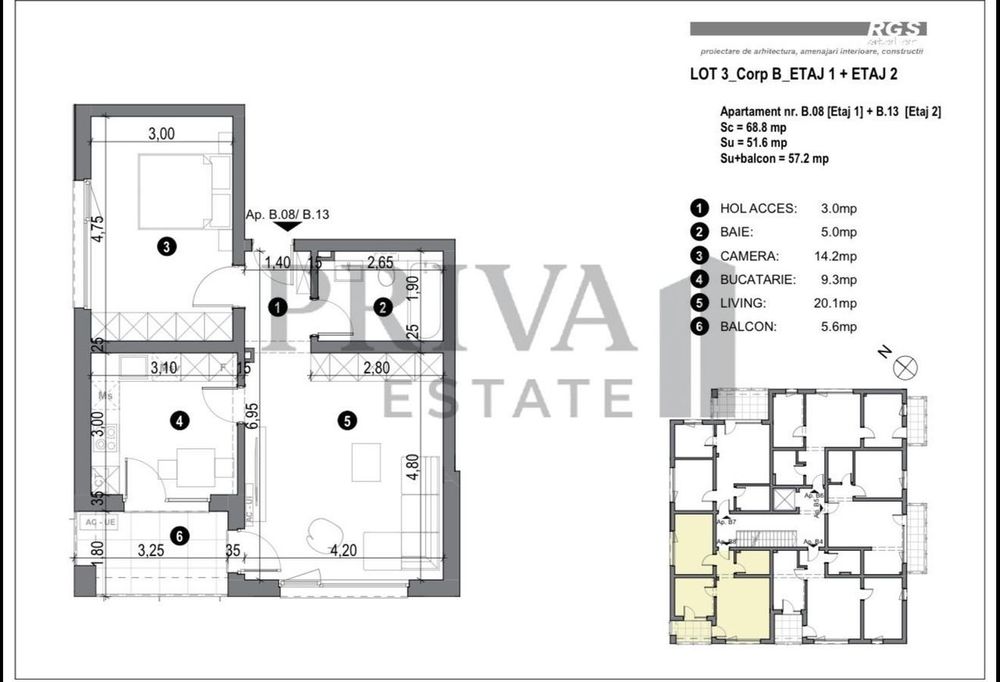 Apartament 2 camere, bucatarie inchisa, parcare inclusa, lift