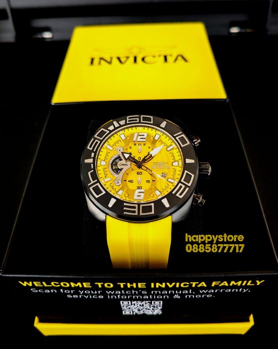 часовник INVICTA Pro Diver Yellow 50 mm, Инвикта нов