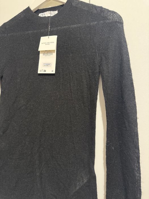 Pulover tricotat subțire mix lana alpaca negru Zara mărimea S