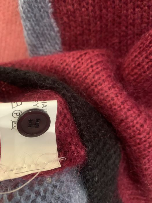 Cardigan color block , pufos, mohair