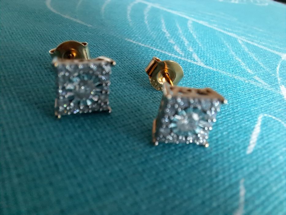 Cercei aur roz 14 k cu diamante naturale