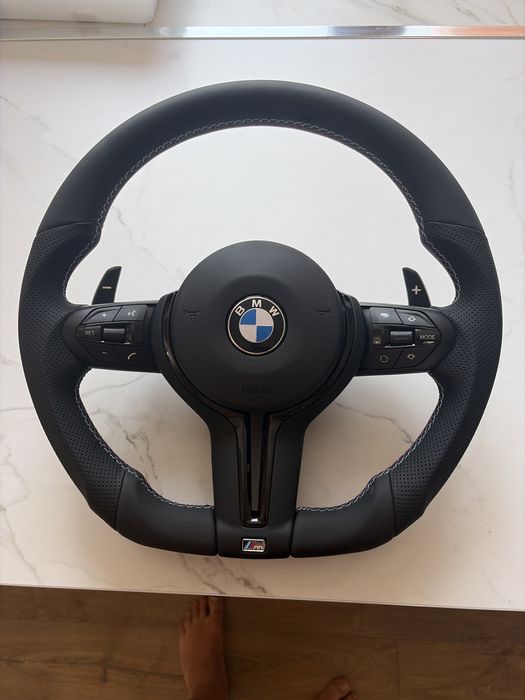 Volan BMW M Tesit /Plat cu Padele si piele Nappa , airbag Original  Seria F si E