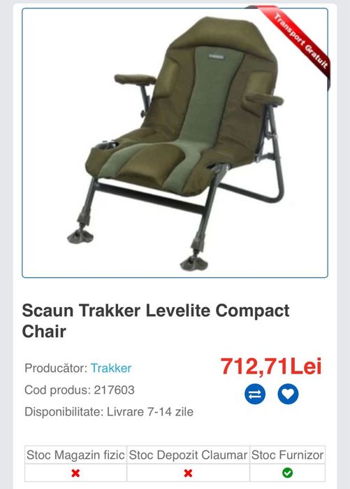Scaun pescuit Trakker Levelite compact chair , predare personală în București