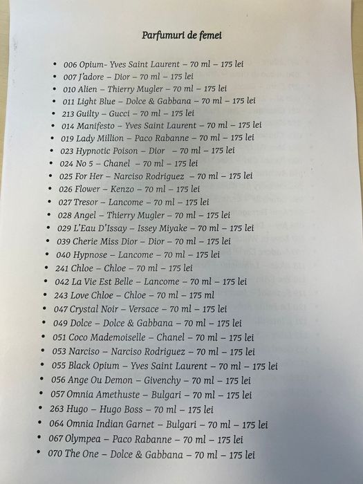 Parfumuri Femei Chogan  70 ml made in Italia