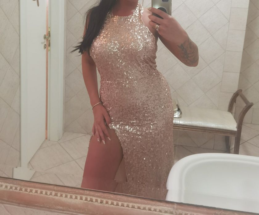 Официална рокля златни паети