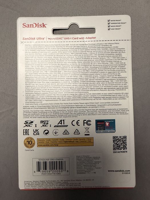Card micro sd sandisk ultra 128gb microsd xc fullhd clasa 10 A1 noi sigilat 140mbs