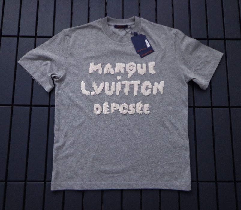 Мъжка тениска Louis Vuitton Embroidered Signature T shirt grey