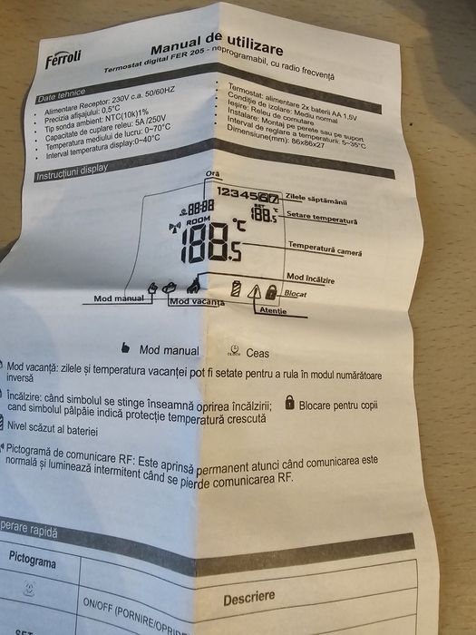 Termostat Ferroli FER205 wireless