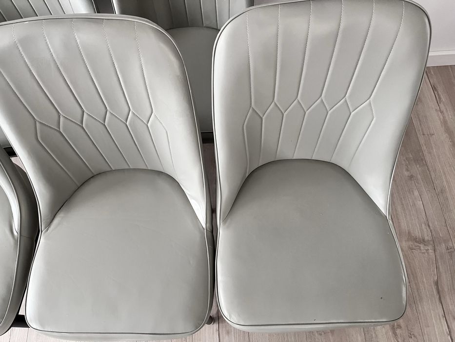 Scaune (set 6), piele ecologică, picoare metalice