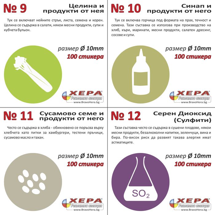 Стикери Хранителни алергени