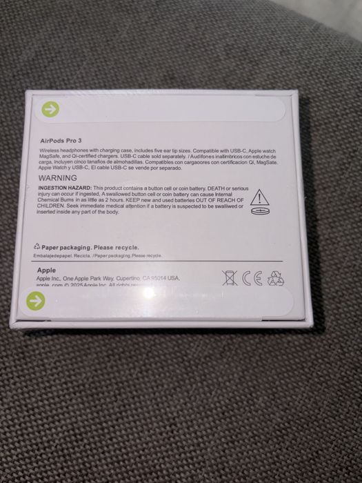 Vând AirPods Pro 3 noi, sigilate, nedesfăcute. Produsul este în ambalajul original
