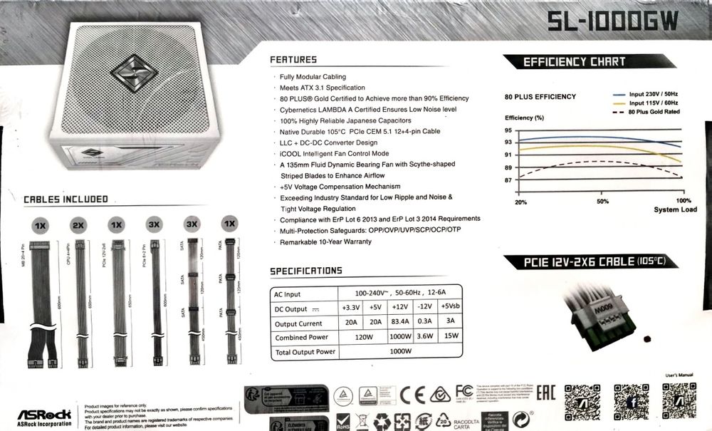 Захранване ASRock Steel Legend SL-1000GW