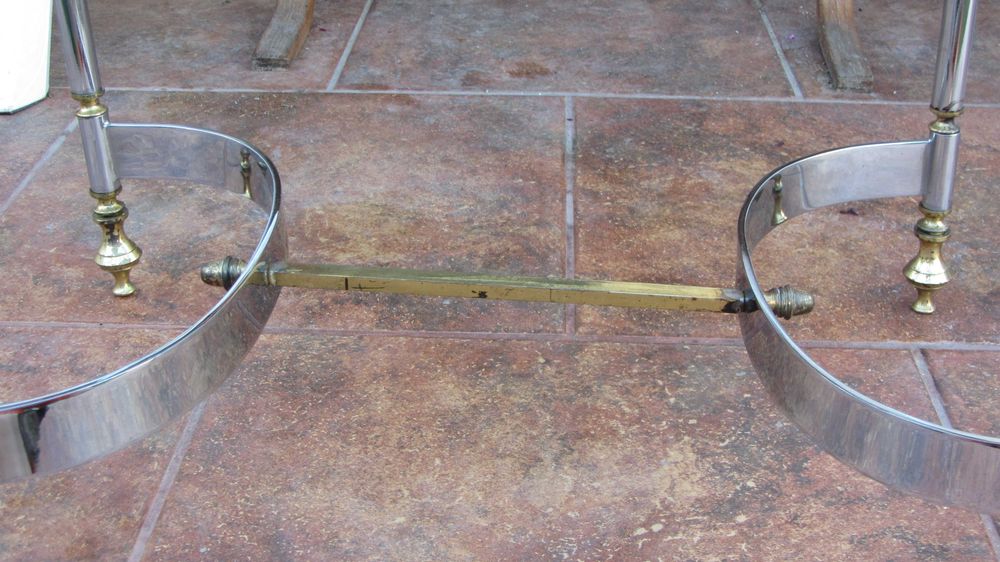 Masuta cafeavintage, alama,inox,sticla anii 70 patina, deosebita