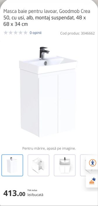 Masca lavoar + lavoar suspendat 50cm NOU!!