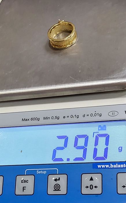 Inel tip verighetă din aur de 14K cu accesoriu inimă mărimea 57