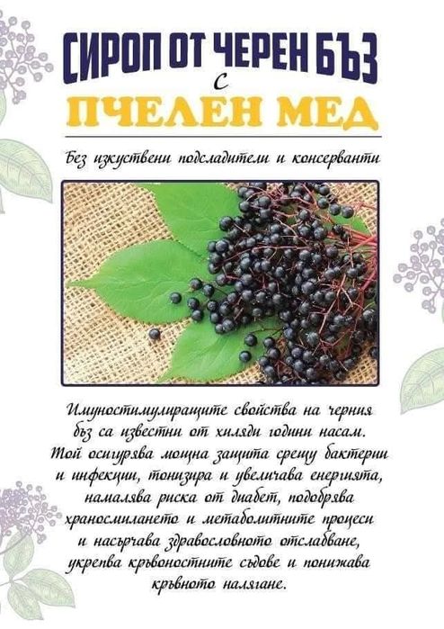 Сироп от черен бъз с пчелен мед