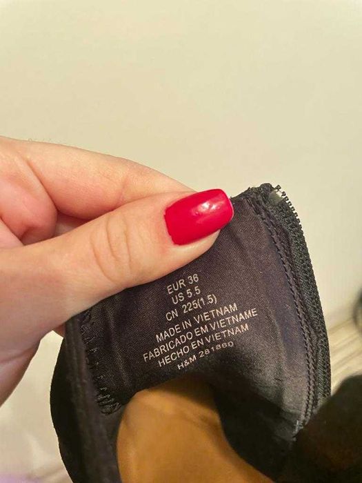 Botine negre| Piele intoarsa| Marimea 36