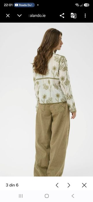 Camasa bumbac 100%, cu broderie manuala olive, model deosebit, noua