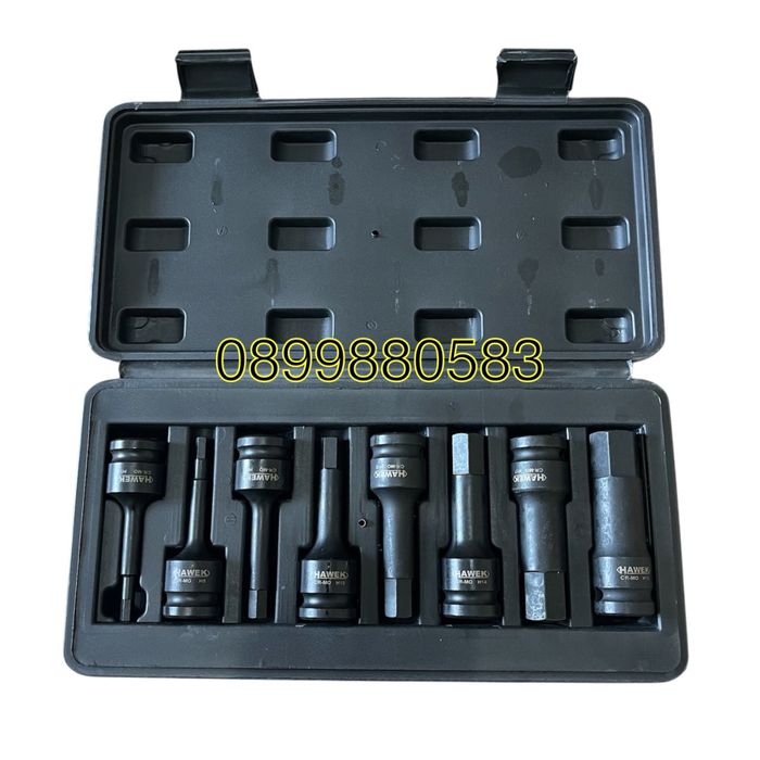 омплект 8 части ударни битове 1/2 накрайник шестограм Hawek