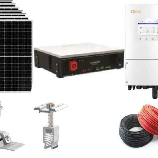 Sistem complet fotovoltaic 10kW cu baterie 10kWh, invertor Solis și panouri AIKO/LONGI/DMEGC